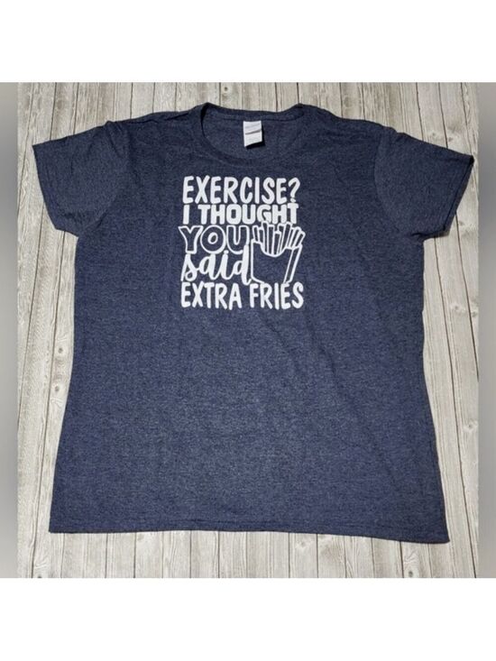 Gildan Tops - Gildan Women's Heathered Blue Extra Fries Tee Large - New Without Tags